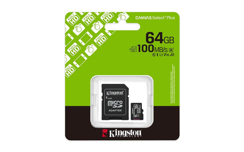 Kingston 64GB 100MB/s 10, U1, V10, A1 SDCS3/64GB Canvas Select Plus microSD Card | Up to | Class UHS-I, |