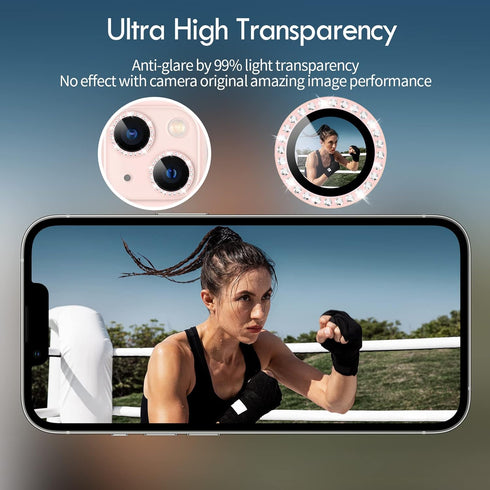 Xfilm Bling Diamond Camera Lens Protector for iPhone 13 / Mini, HD Clear Tempered Glass Screen Protection Cover