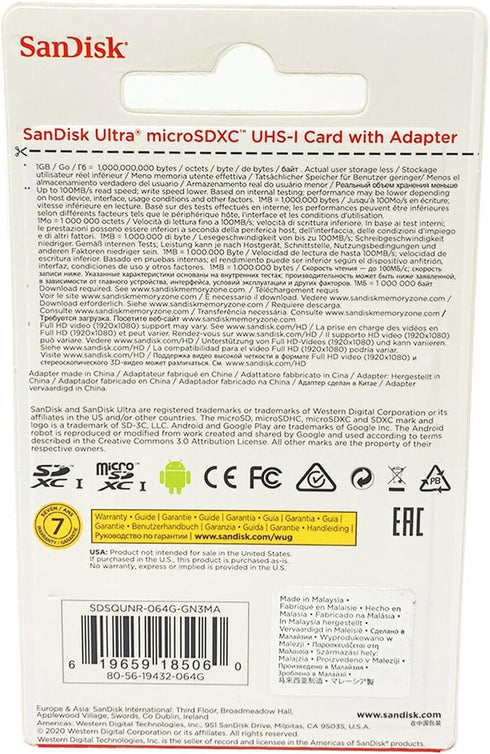 SanDisk 64GB MicroSDXC Card - Professional Ultra for Samsung GALAXY Note 10.1 Tablet, Includes SD Adapter