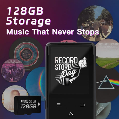 Vaktare Gud 128GB MP3 Player with Bluetooth, Portable Music Player with Built-in Speaker, Enjoying Your Digital Music