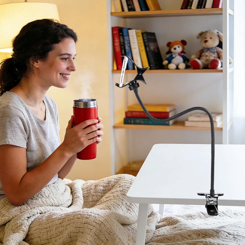 Ltheifaa Bedside,360 4-7Devices Gooseneck Phone Holder for Bed,Flexible Arm Clip,Lazy Bracket Mount Clamp