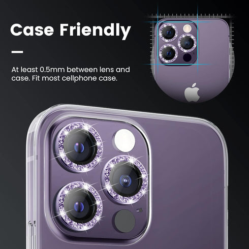 Tensea Camera Lens Protector for iPhone 14 Pro/Pro Max, 9H Tempered Glass, Metal Ring, 6.1" & 6.7" Models.
