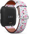 Compatible with Fitbit Versa, Versa 2, Versa LITE, Quick Release Leather Wristband Bracelet Replacement, Flamingo Birds