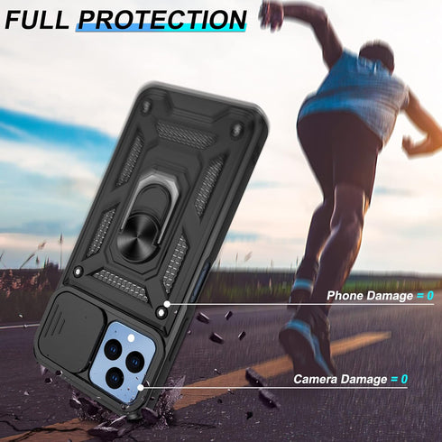 T-Mobile REVVL 6 5G Case with HD Screen Protector, Black Military Grade 360° Rotation Ring Kickstand for Revvl 6X 5G.