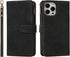 iCoverCase Wallet Phone Case for iPhone 13 Pro, PU Leather Zipper Pocket with Card Holder and Wrist Strap (Black)