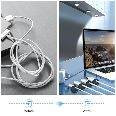 12 Pack Cable Clips, Znben Cord Organizer Holder, Adhesive Cable Management for Desk, Home, Office, Car, Nightstand
