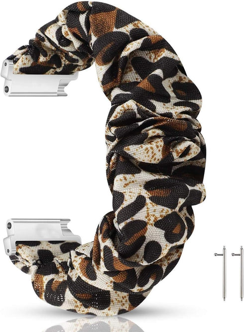 Compatible Movado 2.0 Smartwatch Band, Blueshaw Fabric Elastic Scrunchie Replacement Straps for Women, Leopard Print,