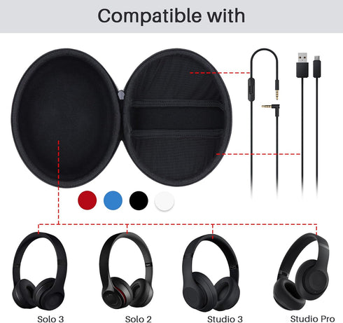 Hard Carry Case Compatible with Beats Studio Pro Studio 3 Solo 4 Solo 3 Solo 2 Wireless Noise Cancelling Over-Ear Headphones (Off White Case)