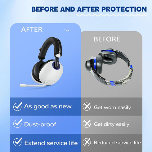 Headphone Headband Cover, INZONE H9 Cushion Compatible with Sony INZONE H3/H5/H7/H9 Headphones, Black Fabric Protector