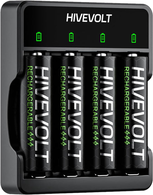 HIVEVOLT Rechargeable AA Batteries with Charger, High Capacity 2800mAh Ni-MH Double A Battery,