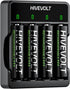 HIVEVOLT Rechargeable AA Batteries with Charger, High Capacity 2800mAh Ni-MH Double A Battery,