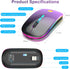 LED Wireless Mouse, Bluetooth & 2.4GHz Connection, Rechargeable Ultra Silent Slim Design, USB-C Adapter (Black-purple)