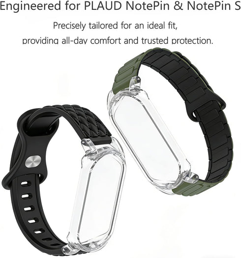 ZephyrBloom 2 2Pack Compatible with Plaud NotePin/NotePin S AI Voice Recorder, Magnetic & Pin Buckle Silicone Wristband