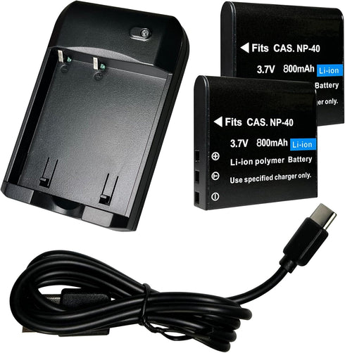 TaKicola NP-40 Battery Charger, Digital Camera Battery Charger with 2 Pieces CAS. NP-40