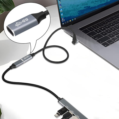 GELRHONR 1M Right Angle USB C Extension Cable, 90 Degree 10Gbps PD 100W USB3.1 Gen2 Male to Female Charging Cord, Up