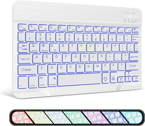 XIWMIX Ultra-Slim Wireless Bluetooth Keyboard, 7 Colors Backlit Universal Rechargeable, Compatible with iPad Pro/Air,