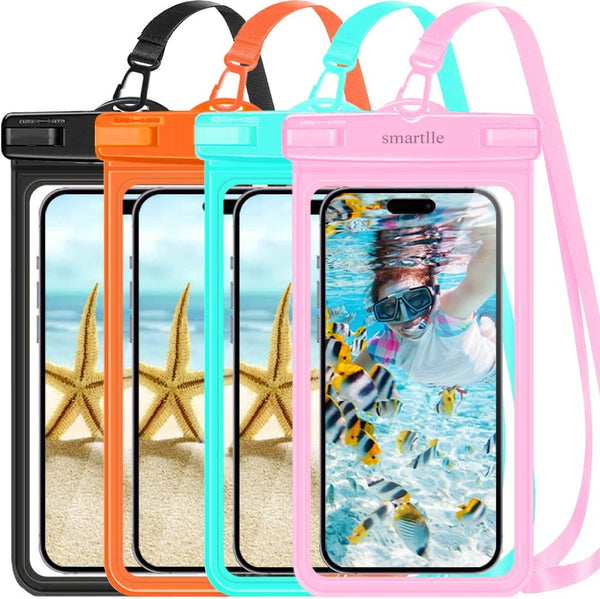 Waterproof Phone Pouch Case w/Lanyard, Cell Phone Dry Bag for iPhone and Galaxy, IPX8 Holder for Vacation Beach Swimming