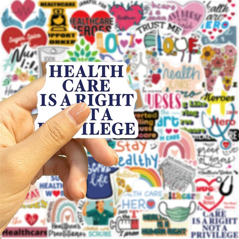 Cetagi 50 Pcs Health Care Stickers Doctor Nurse Sticker Medical Science Equipment Waterproof PVC Decal Human Body