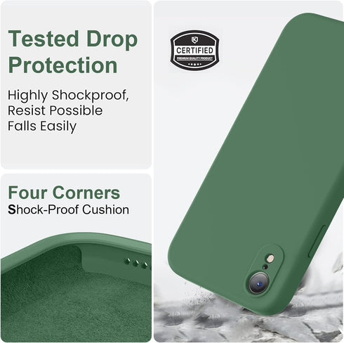 Vooii Upgraded Liquid Silicone Phone Case for iPhone XR, 6.1 inch, Green with Square Edges & Camera Protection