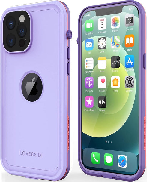 Waterproof Full Body Shockproof Case for iPhone 12 Pro Max with Screen Protector - Purple