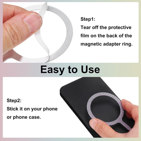 uxcell 3Pcs Magnetic Adapter Ring, Magnetic Sticker Ring Metal Universal Magnet Wireless Charging Conversion Kit
