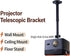 WINRIOO 14-24 in,4-Hole Universal Projector Ceiling Mount Adjustable Length & Single-Hole Compatible Bracket for Home