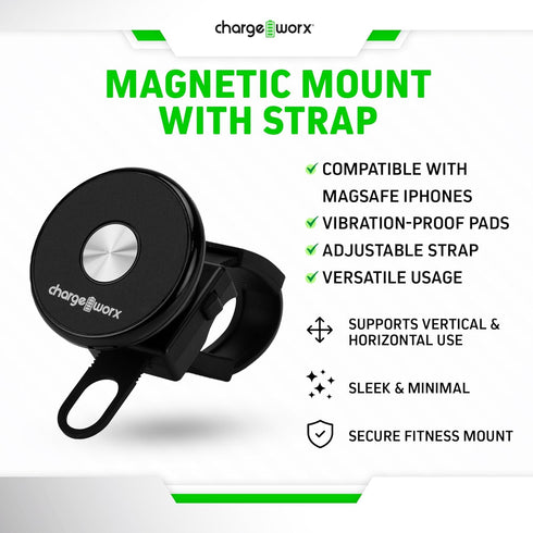 Magnetic Gym-Bike Phone Holder, CHARGEWORX Treadmill and Stroller Phone Mount for MagSafe iPhone and Android