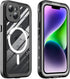 Ezanmull Waterproof Case for iPhone 14 Plus, Rugged Dustproof Shockproof with Built-in Screen Protector, Compatible