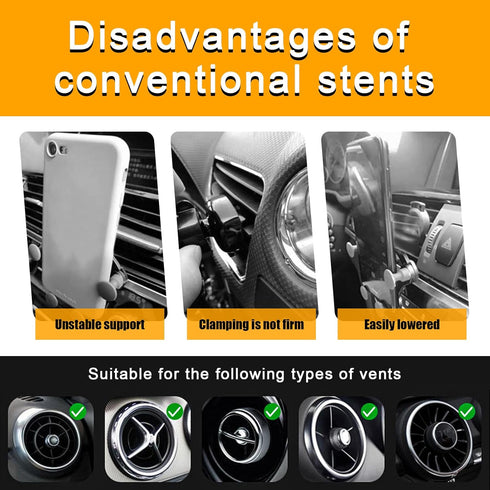 Sunvie Invisible Car Phone Holder, Rotatable Air Vent Cell Phone Mount with Gravity Bracket, Universal Anti-Shake