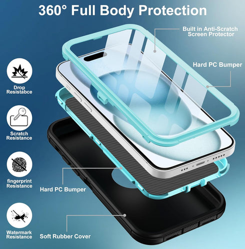 Shop the iPhone 15 Plus Case: Heavy Duty, Full Body Rugged, Built-in Screen Protector, Shockproof & Dustproof Cover.