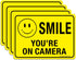 (4 Pack) Faittoo Smile You're On Camera Sign, 10x7 Reflective Rust Free Aluminum for CCTV Security