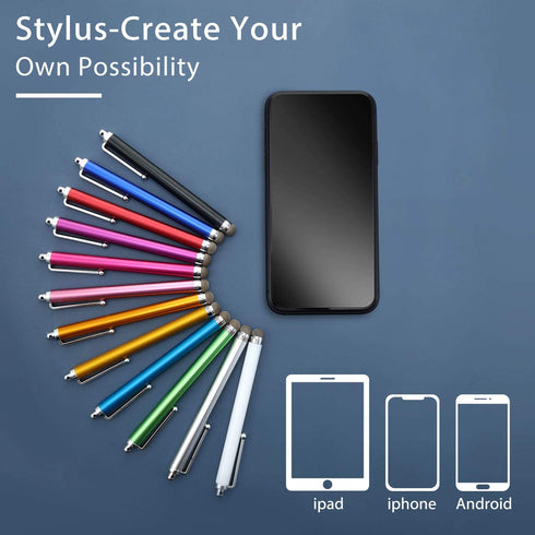 Outus 36 Pieces Stylus Pens, Fiber Tip Series for Universal Touch Screen Devices, Compatible with iPhone, iPad, Tablet