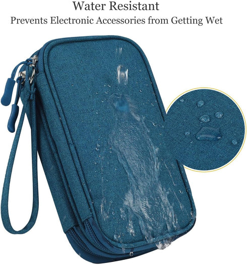Electronic Organizer Travel Cable Accessories Bag, Waterproof Case for Power Bank, Charging Cords, USB Cable, Dark Green