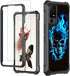 TCL 40 XL Case with Glass Screen Protector, Heavy Duty Hard PC, Blue Skull