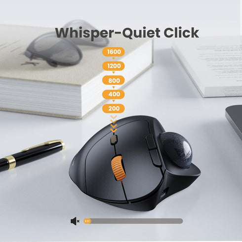 ProtoArc EM04 Wireless Trackball Mouse, Ergonomic Bluetooth Rollerball Rechargeable Mouse for PC, iPad, Mac, Windows -