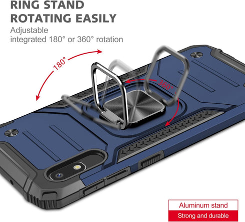 Samsung Galaxy A10E Case, Military Grade Built-in Kickstand Armor Heavy Duty Shockproof Cover (Purple)