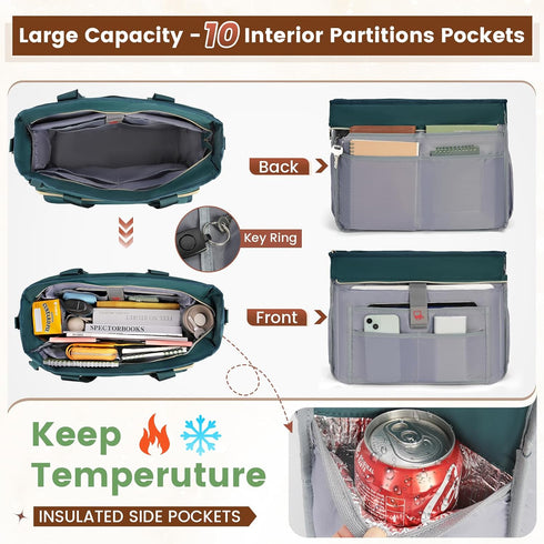 15.6 inch RAINSMORE Teacher Tote Bag Laptop Bag for Women Work Bags Nurse Bag Lightweight Laptop Tote Computer