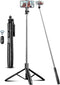 71" Phone Tripod & Selfie Stick, All in One Extendable Cell Phone Tripod with Wireless Remote, Compatible with iPhone &