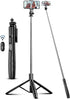 71" Phone Tripod & Selfie Stick, All in One Extendable Cell Phone Tripod with Wireless Remote, Compatible with iPhone &