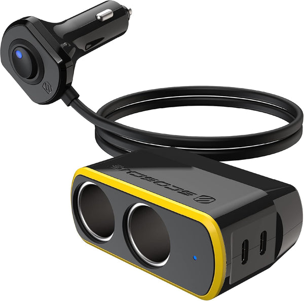 Scosche DCLSPD402SW DoubleUp Dual 12V Adapter with Dual 20W USB-C Power Delivery Charger for Fast Charging