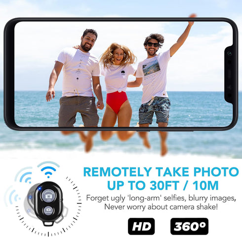2 Pack Wireless Camera Remote Control for iPhone & Android Phones, Clicker for Photos & Videos - Pink & Purple