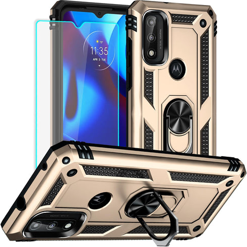 Moto G Pure Phone Case with HD Screen Protector, Military Grade Protective Cases with Ring for Moto G Power 2022