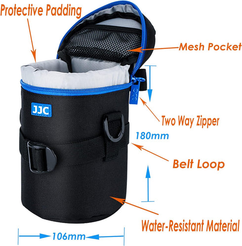 JJC Water Resistant Deluxe Lens Pouch Case Bag, Compatible with Canon RF 85mm f2 Macro/EF 100-300mm/ EF 75-300mm III USM/EF 135mm 2L /24-70mm 4L IS USM, NK 70-300mm f4-5.6G/ 55-300mm 4.5-5.6
