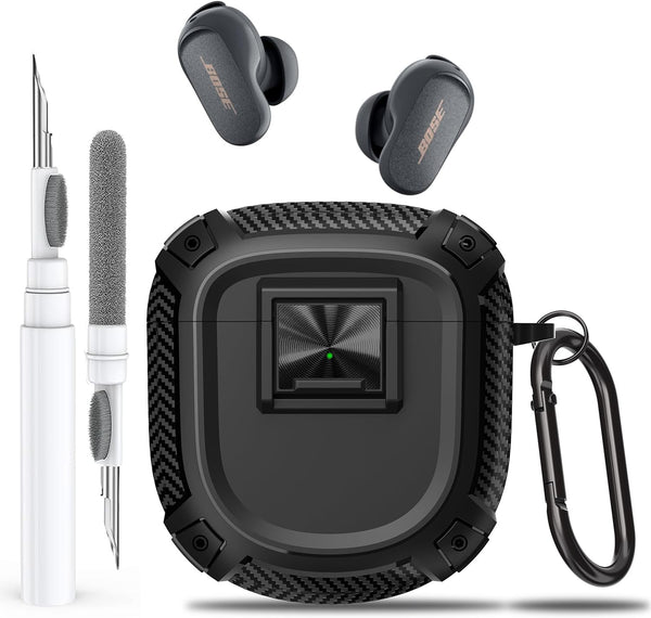 Olytop Case Cover for New Bose QuietComfort Earbuds II (2022) / Ultra (2023) with Lock Clip & Cleaner Kit Pen, Rugged
