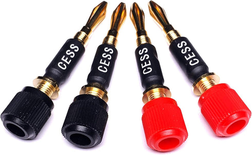 CNCESS CESS-061 Spade Fork Binding Post to Banana Plugs Speaker Adapter, 4 Pack