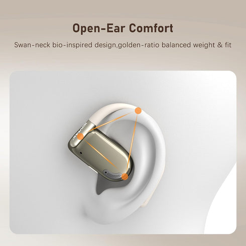 IPX5 Wireless Earbuds, Open-Ear Sports Bluetooth Headphones, Acoustic Chamber Audio, ANC Call Noise Reduction, Smart