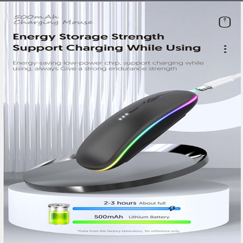 Wireless Bluetooth Mouse, LED Dual Mode Rechargeable Slim Laptop Mouse, Portable (BT5.2+USB Receiver) for Laptop,