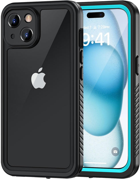 Lanhiem iPhone 15 Case, IP68 Waterproof Dustproof Shockproof with Built-in Screen Protector, Heavy Duty Rugged Cover,