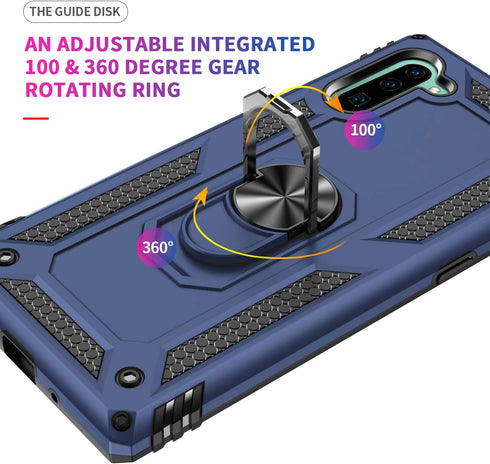 Samsung Galaxy Note 10 Case with HD Screen Protectors, Military-Grade Metal Ring Holder Kickstand, Shockproof Cover