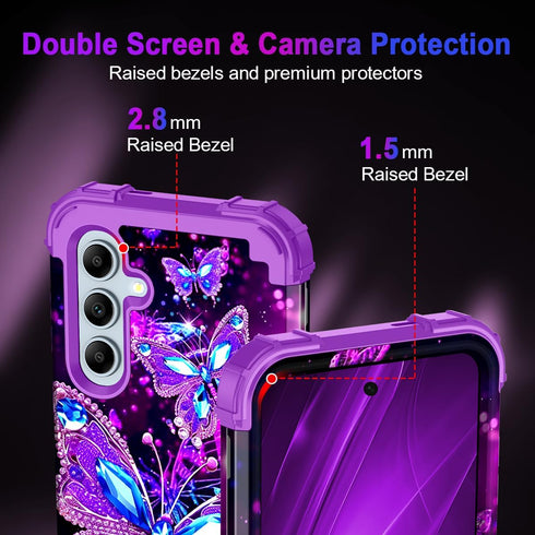 Miqala Case for Galaxy A55 5G/A35 5G, Glow in The Dark Heavy Duty Shockproof Protection - Purple